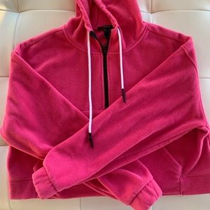 Pink hooded crop sweat shirt